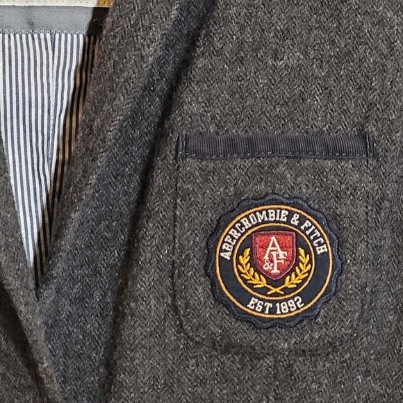 Abercrombie & Fitch Wool Blazer - Dark Gray with Crest - Picture 2 of 8